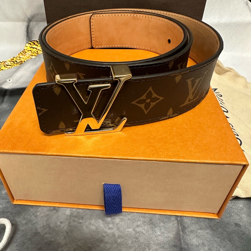 Louis Vuitton Brown Monogram Men's Belt with LV Buckle Size 40